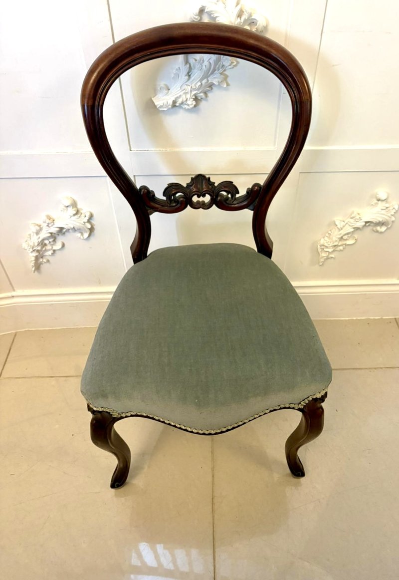 Set of Six Antique Victorian Quality Carved Mahogany Dining Chairs - Image 4